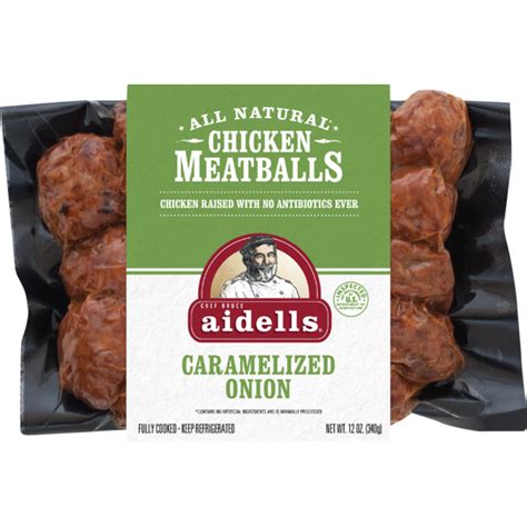 They're mixed with ground beef and pork, loaded with herbs and cheese, and served with a traditional tomato sauce. Aidells Chicken Meatballs Caramelized Onion (12 oz) from Publix - Instacart