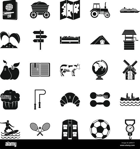 Water Recreation Icons Set Simple Style Stock Vector Image And Art Alamy