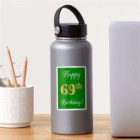 Elegant Faux Gold Look Number Happy 69th Birthday Green