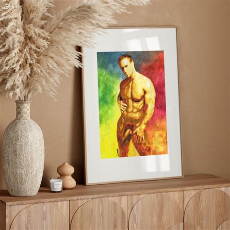 Gay Art Print Nude Male Figure Drawings Of Men Homoerotic Etsy