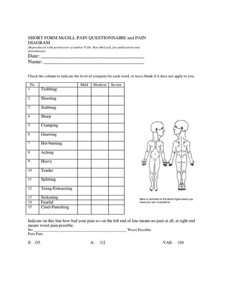 Short Form Mcgill Pain Questionnaire And Pain Pdf