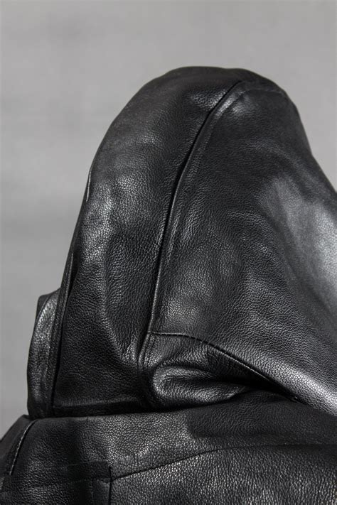 Post Apocalyptic Hood Black Leather Hood Upcycled Leather Muffler