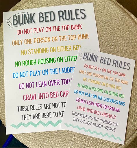 Printable Bunk Bed Rules Print At Home For Kids Bunk Bed Etsy