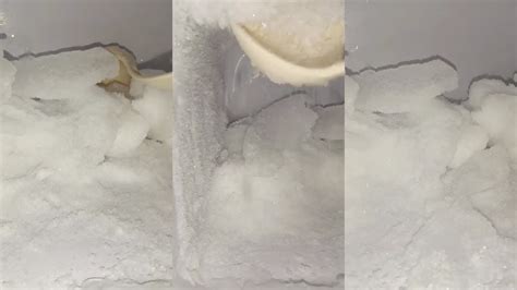 Freezer Frost Scraping Refrozen Ice Crunch Ice Eating Asmr 얼음을 먹고 氷