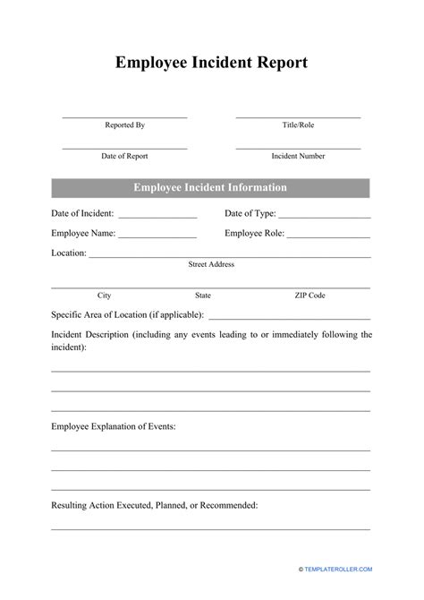 Printable Incident Report Form Template Printable Forms Free Online