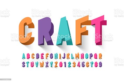 Paper Craft Style Font Design Alphabet Letters And Numbers Vector