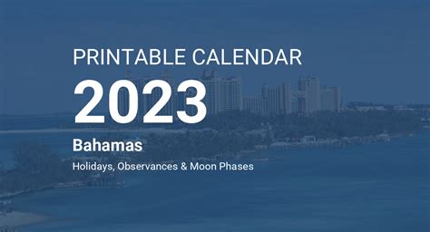 Printable Calendar 2023 For Bahamas Pdf
