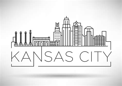 40 Linear Style Usa Cities Kansas City Skyline Kansas Typographic