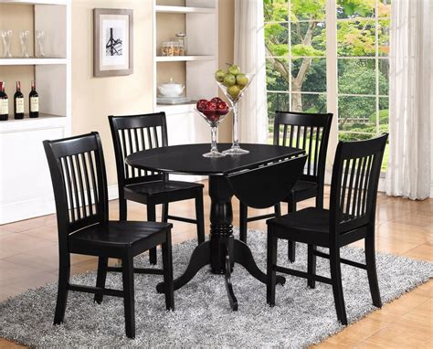 80cm round dining table and 4 chairs set patchwork fabric solid wood home black. 3PC SET, ROUND DINETTE KITCHEN DINING TABLE with 2 WOOD ...