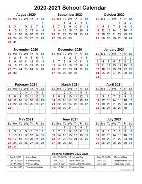 2021 2021 School Year Calendar Printable Calendar Printables Free Blank