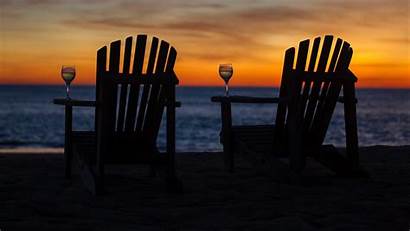 Chair Beach Sunset Glass Background Rest Desktop