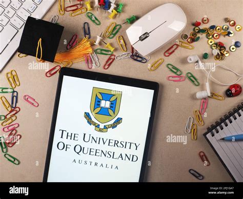 In This Photo Illustration The University Of Queensland Logo Seen