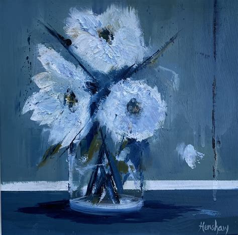 Little White Flowers On Blue £650 The Atelier Gallery