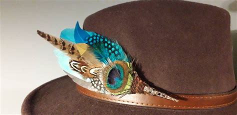long peacock feather hat pin royal blue green turquoise fedora trilby hatpin feather corsage