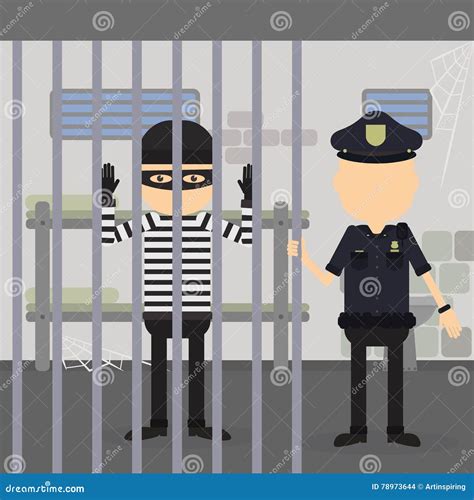 Thief In Jail Stock Vector Illustration Of Hacker Cell 78973644