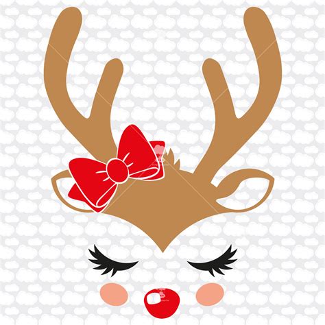 Reindeer face svg SVG DXF PDF reindeer svg rudolph svg | Etsy