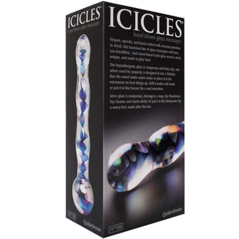 Icicles 8 Hand Blown Glass Dildo Blue Dallas Novelty