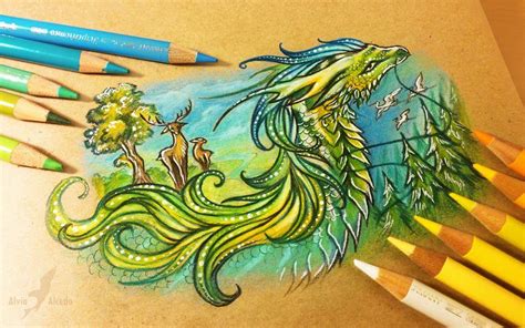 Dragon Color Pencil Drawing By Alvia Alcedo 7