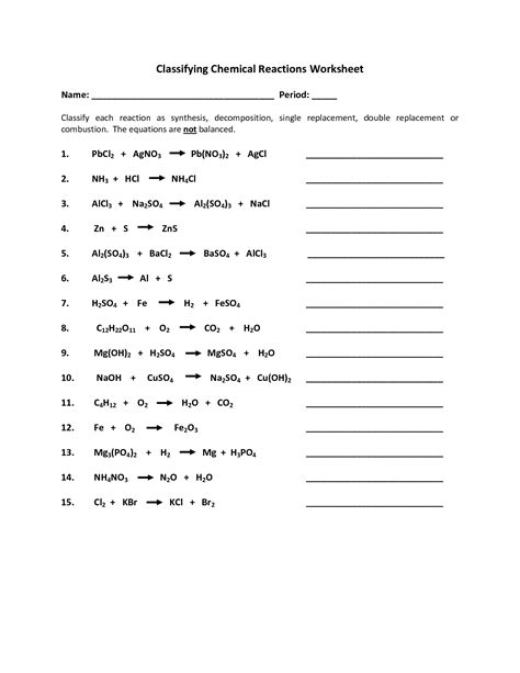 16 Best Images of Types Chemical Reactions Worksheets Answers - Types ...