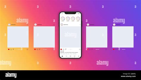 Instagram Carousel Post Interface Vector Mockup Template Stock Vector