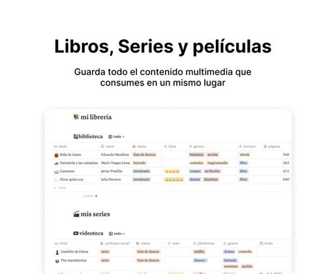 Libros Series Y Pel Culas Notion Template