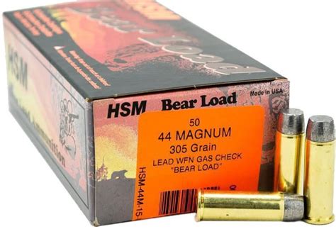 Hsm Bear Load Rifle Ammo 44 Rem Mag 305gr Wfn Gas Check Bear Load
