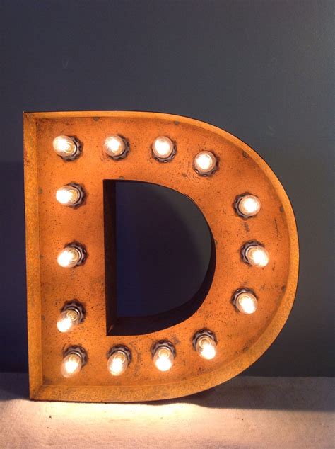 12 Vintage Marquee Light Letter D rustic 12 Free | Etsy