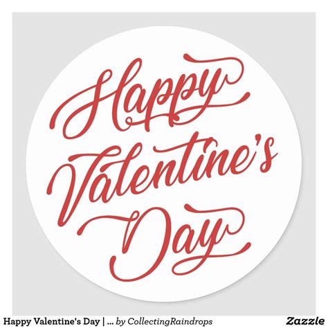 Happy Valentines Day Red Script Classic Round Sticker Round Stickers