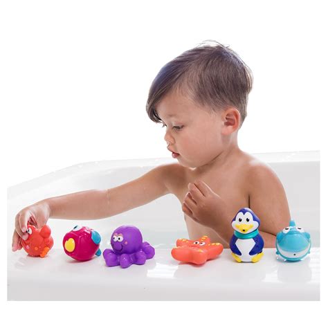 Nuby 10 Pack Little Squirts Fun Bath Toys Assorted Characters