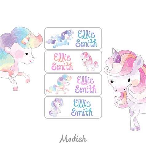 Unicorn Name Labels School Name Labels Daycare Name Labels Etsy