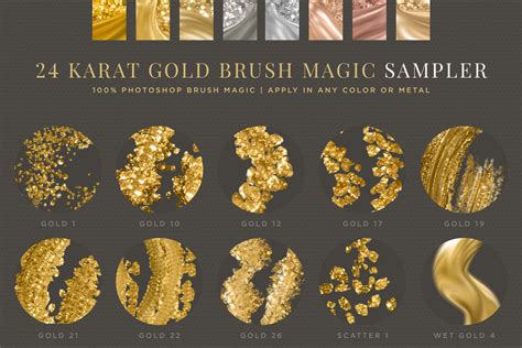 24k Gold Photoshop Brush Sampler Liquid Metallic Gold Brush Strokes
