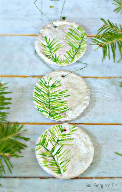 Pine Stamped Salt Dough Ornaments Christmas Ornaments Easy Peasy