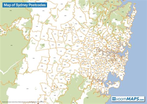 Sydney Postcode Map Map Of Sydney Postcodes Australia
