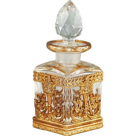 Antique French Empire Baccarat Crystal Perfume Bottle In Gilt Bronze