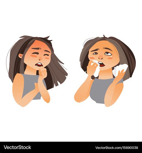 Woman Having Flu Symptoms Runny Nose Cough Vector Image