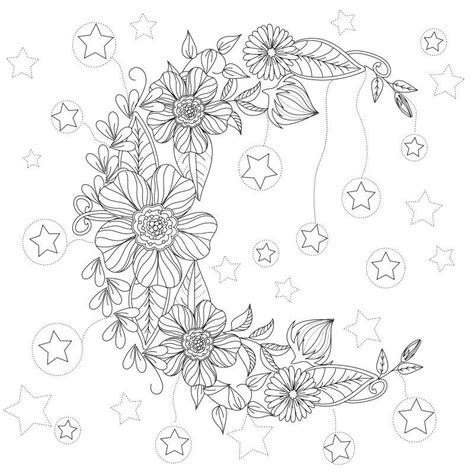 Floral Moon Coloring Page Design Ms Moon Coloring