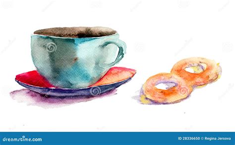 Cup Of Tea With Buns Stock Illustration Illustration Of Sketching