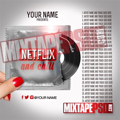 Mixtape Cover Template Netflix And Chill W Track Listing Graphic Design Mixtapepsdscom
