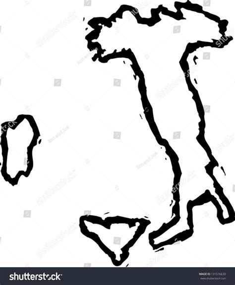 Black And White Vector Illustration Of Map Of Italy 131516630