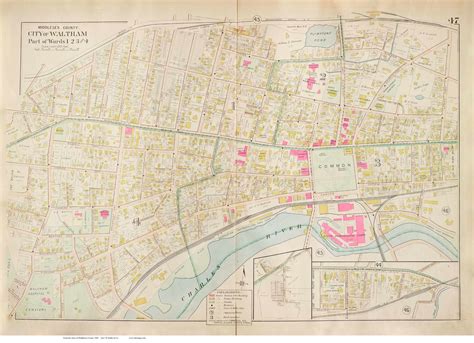 Plate 47 Waltham Parts Of Wards 1 2 3 And 4 1900 Old Street Map