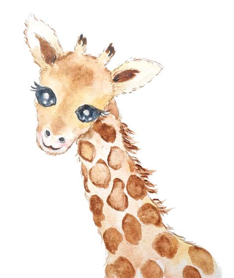 Cute Baby Giraffe Watercolor Painting By Color Color Fine Art America