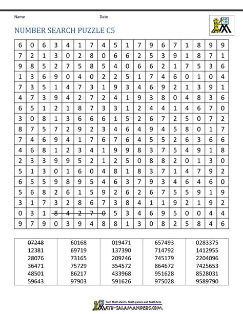 free printable number search puzzles printable templates