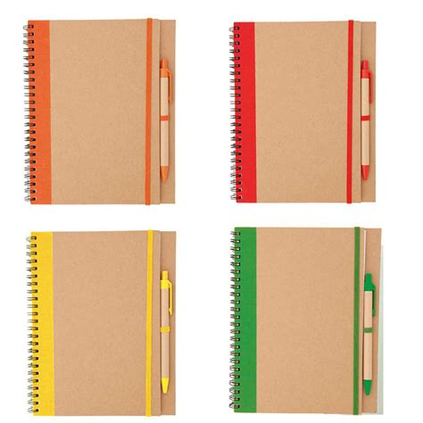 Recycled Paper Notebook With Pen Promo Motive Branded Merchandise