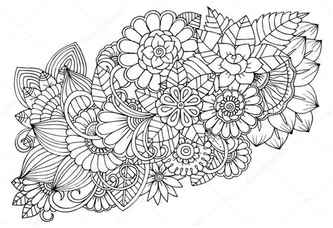 Clipart blumen schwarz weiss kostenlos. Schwarz / weiß Blumenmuster zum Ausmalen — Stockvektor © Emila1604 #178795634