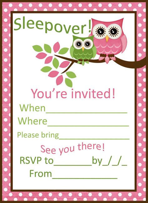 sleepover party invitations