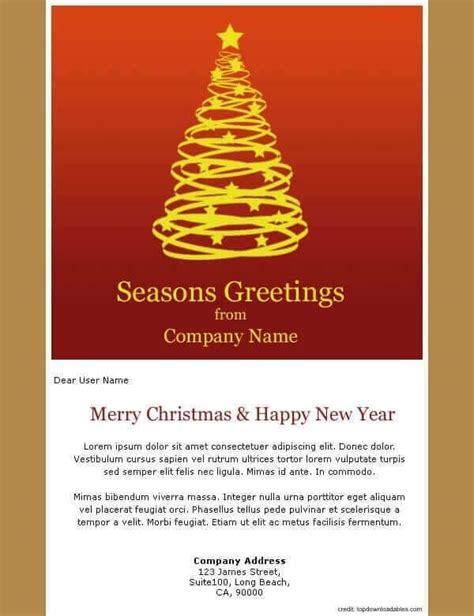 Free Season Greeting Email Template Printable Templates