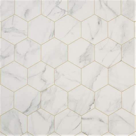Marble Hex White Sheet Vinyl Flooring Cushioned For A Softer Feel