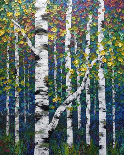 New Painting Colourful Spring Birch And Aspen Tree Art By Calgary