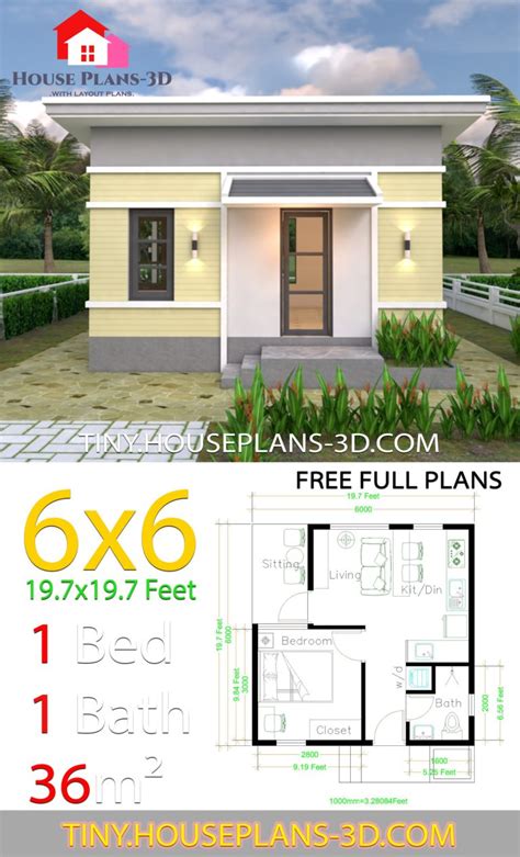 One Bedroom House Plans 6x75 With Gable Roof Tiny House Plans Abb