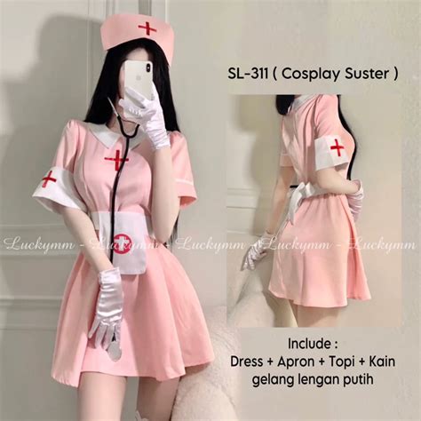 Jual Luckymm Sexy Lingerie Costum Nurse Set Lingerie Cosplay Baju